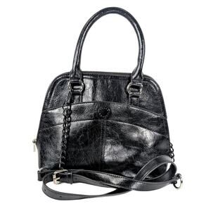 Steve Madden Black Vegan Leather Small Dome Satchel Crossbody Purse